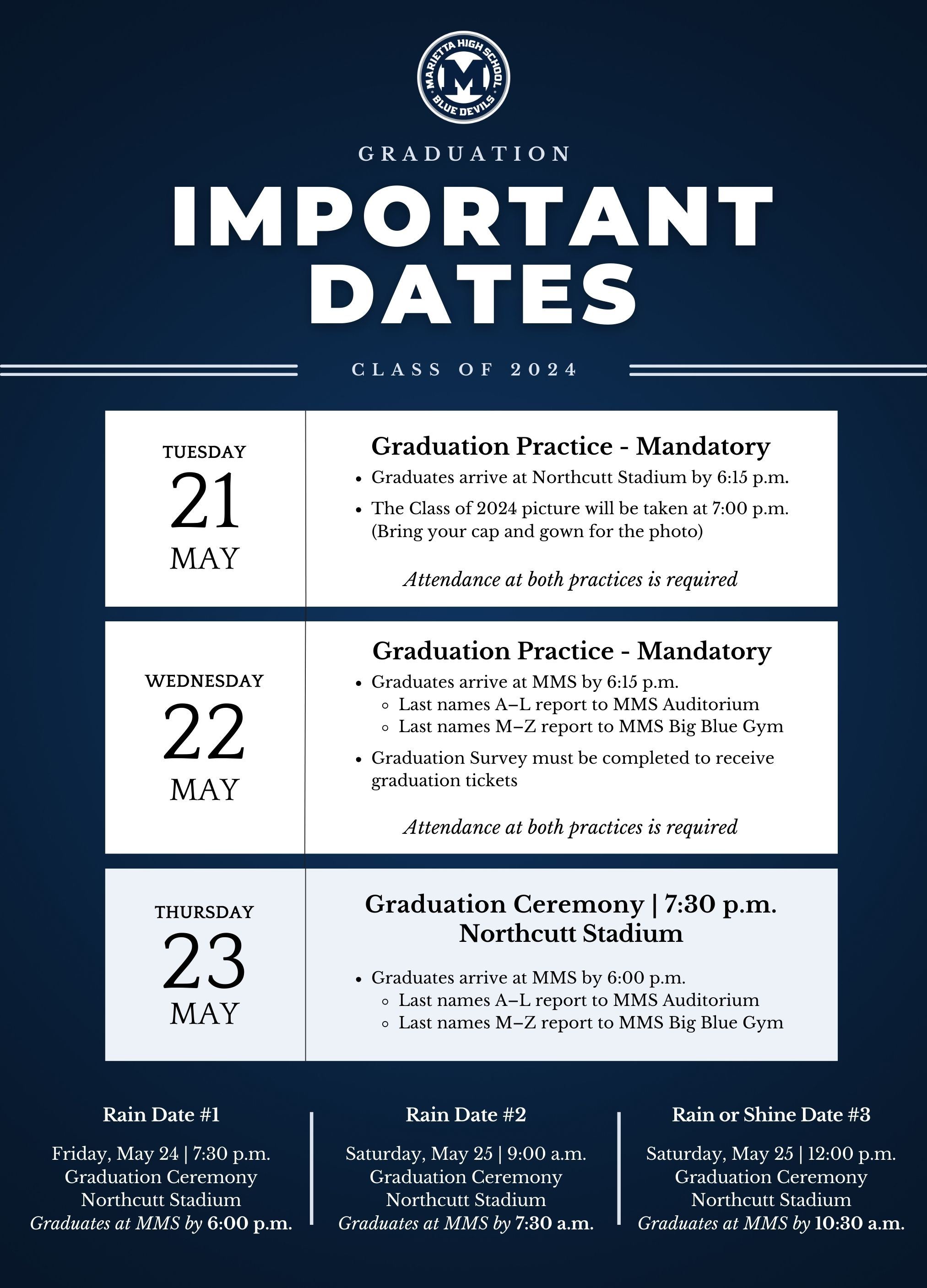 Important Graduation Dates 2024